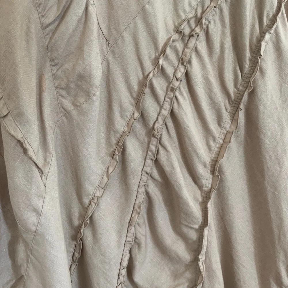 Isabella Bird Tan Panel Tan Beige Linen Lagenlook A-Line Skirt Size 12 - Picture 3 of 14